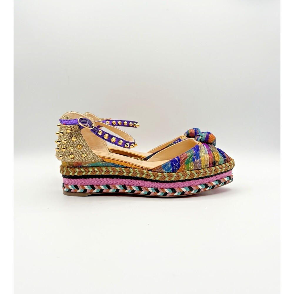 Christian Louboutin Madcarina 60 Disco Glitter Rainbow Espadrille Wedge EU 37